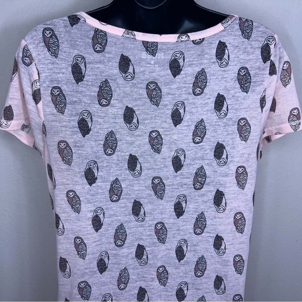 MEDIUM MUDD PASTEL PINK OWL TEE SHORT SLEEVE STRETCH - Picture 8 of 12